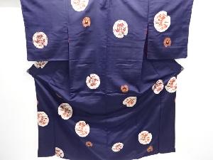 大正ロマン　割れ絵皿に花模様織り出しお召着物